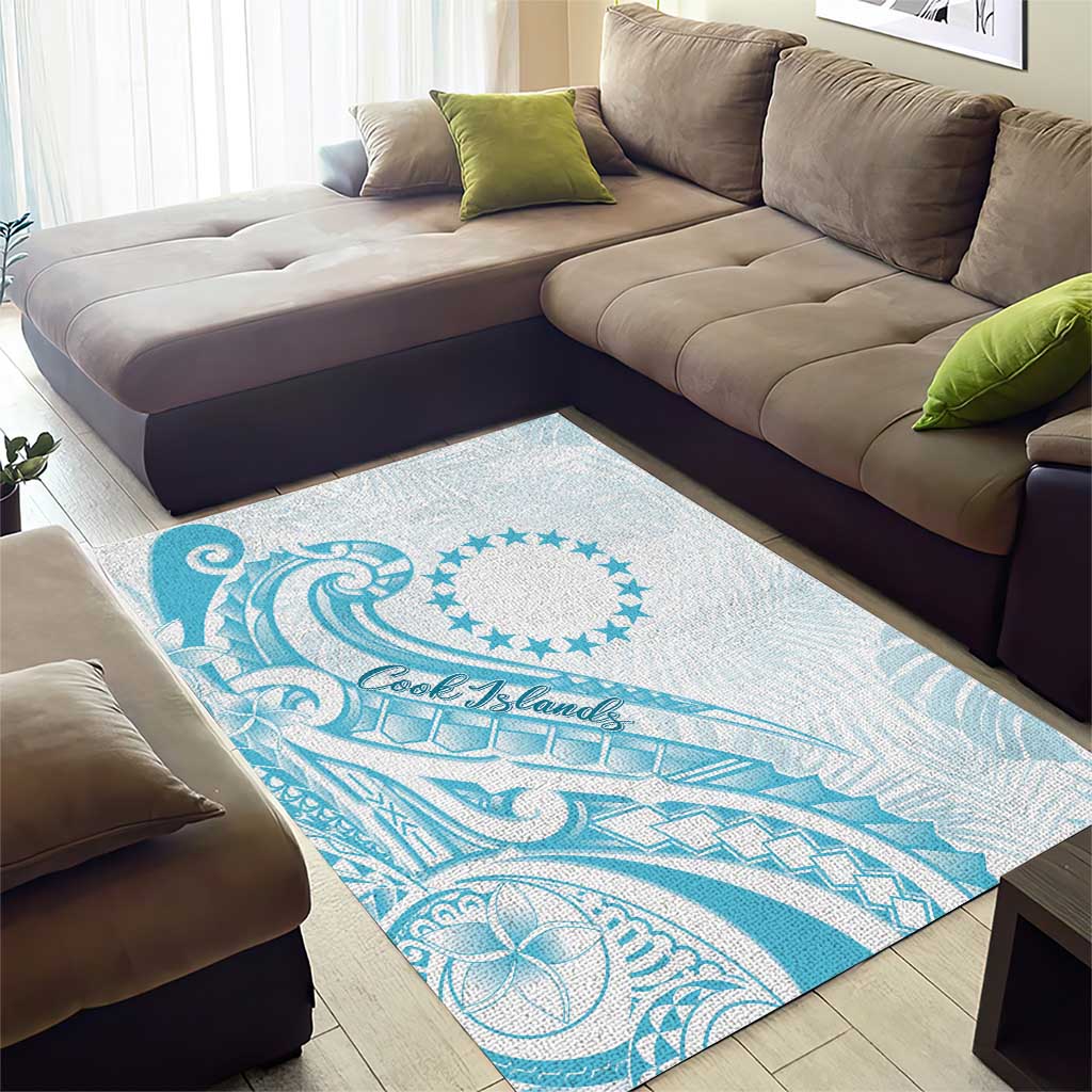 Kia Orana Cook Islands Area Rug Moana Plumeria Tropical Waves - Polynesian Pride