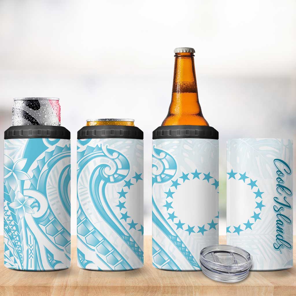 Kia Orana Cook Islands 4 in 1 Can Cooler Tumbler Moana Plumeria Tropical Waves - Polynesian Pride