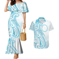 Kia Orana Cook Islands Couples Matching Mermaid Dress and Hawaiian Shirt Moana Plumeria Tropical Waves LT7 Turquoise - Polynesian Pride