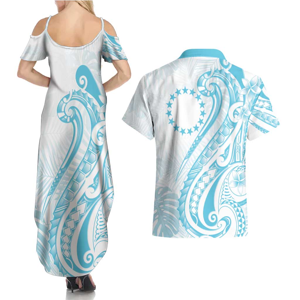 Kia Orana Cook Islands Couples Matching Summer Maxi Dress and Hawaiian Shirt Moana Plumeria Tropical Waves LT7 - Polynesian Pride