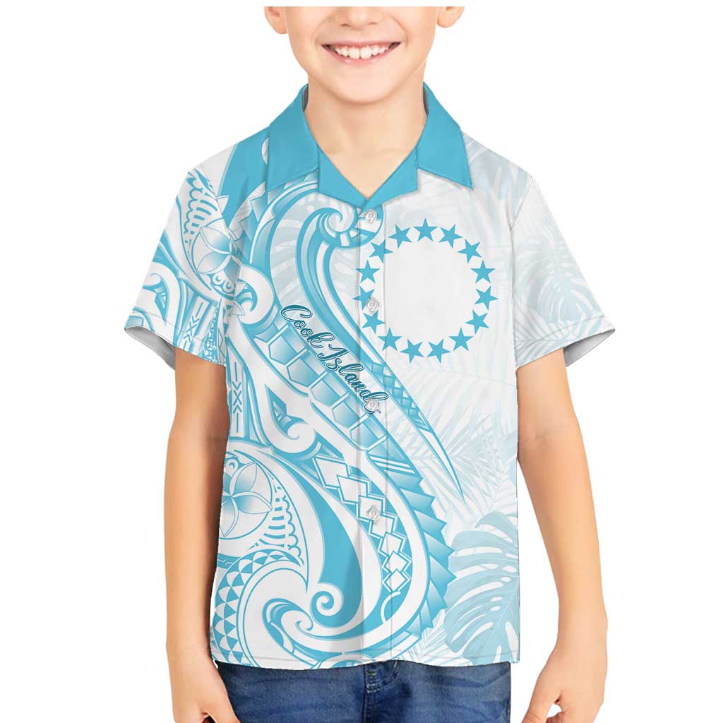 Kia Orana Cook Islands Family Matching Mermaid Dress and Hawaiian Shirt Moana Plumeria Tropical Waves LT7 Son's Shirt Turquoise - Polynesian Pride