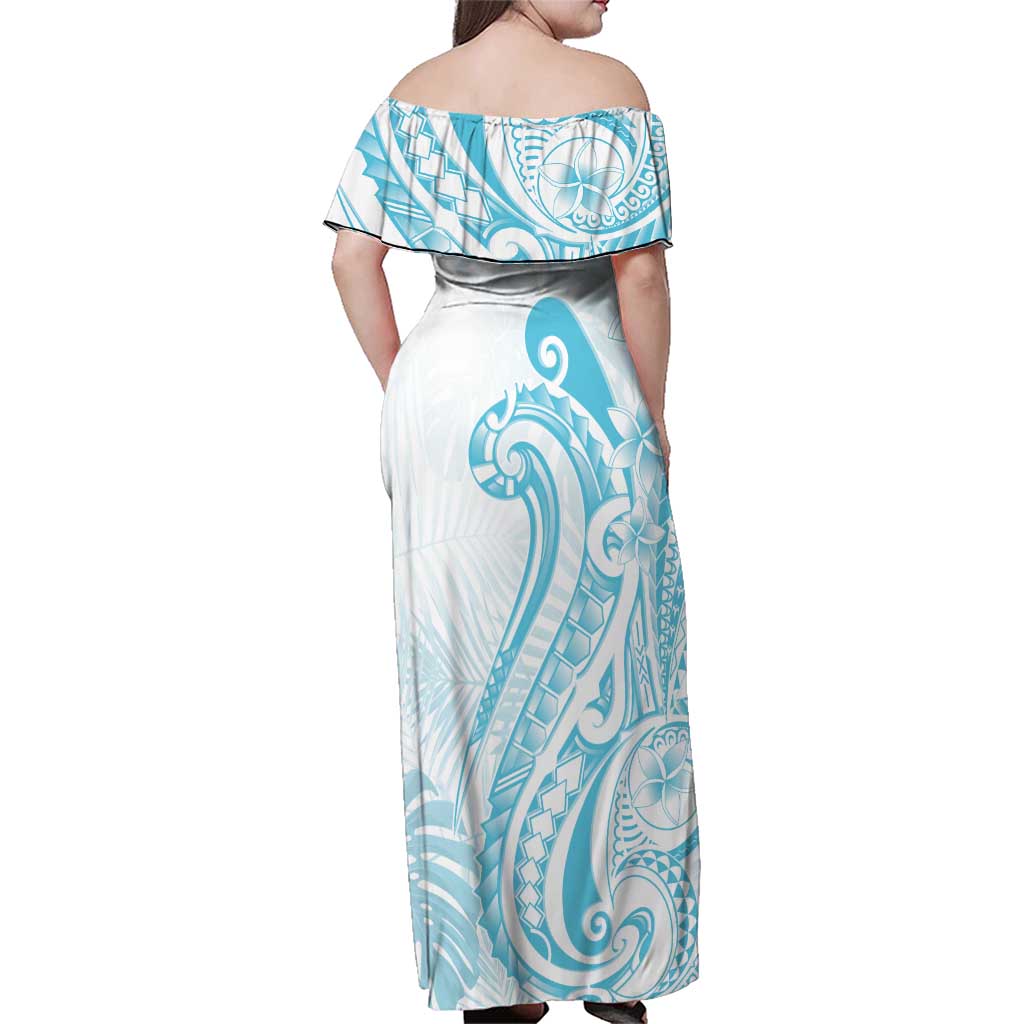 Kia Orana Cook Islands Family Matching Off Shoulder Maxi Dress and Hawaiian Shirt Moana Plumeria Tropical Waves LT7 - Polynesian Pride
