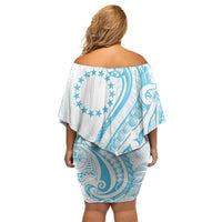 Kia Orana Cook Islands Family Matching Off Shoulder Short Dress and Hawaiian Shirt Moana Plumeria Tropical Waves LT7 - Polynesian Pride