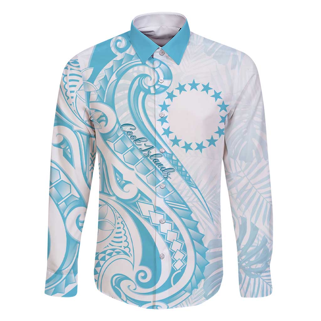 Kia Orana Cook Islands Family Matching Short Sleeve Bodycon Dress and Hawaiian Shirt Moana Plumeria Tropical Waves LT7 Dad's Shirt - Long Sleeve Turquoise - Polynesian Pride