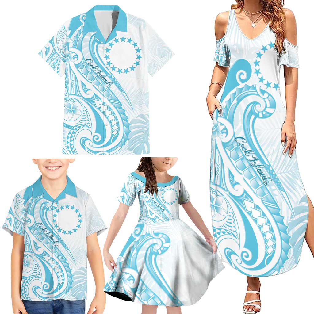 Kia Orana Cook Islands Family Matching Summer Maxi Dress and Hawaiian Shirt Moana Plumeria Tropical Waves LT7 - Polynesian Pride