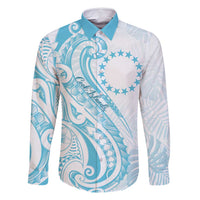 Kia Orana Cook Islands Family Matching Summer Maxi Dress and Hawaiian Shirt Moana Plumeria Tropical Waves LT7 Dad's Shirt - Long Sleeve Turquoise - Polynesian Pride