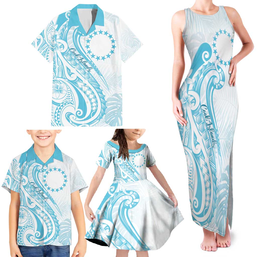 Kia Orana Cook Islands Family Matching Tank Maxi Dress and Hawaiian Shirt Moana Plumeria Tropical Waves LT7 - Polynesian Pride
