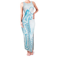 Kia Orana Cook Islands Family Matching Tank Maxi Dress and Hawaiian Shirt Moana Plumeria Tropical Waves LT7 Mom's Dress Turquoise - Polynesian Pride