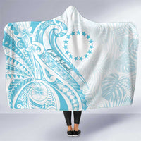 Kia Orana Cook Islands Hooded Blanket Moana Plumeria Tropical Waves LT7 One Size Turquoise - Polynesian Pride