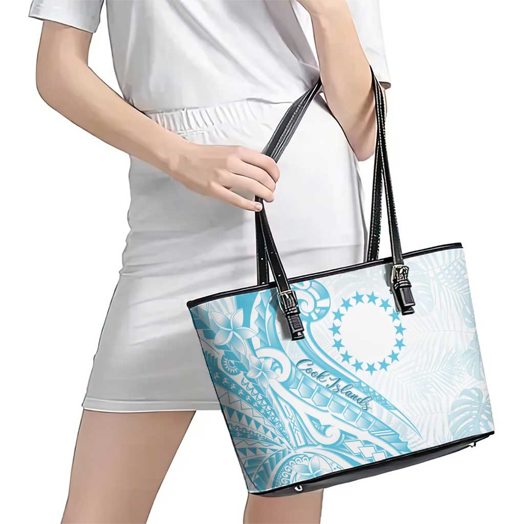Kia Orana Cook Islands Leather Tote Bag Moana Plumeria Tropical Waves - Polynesian Pride