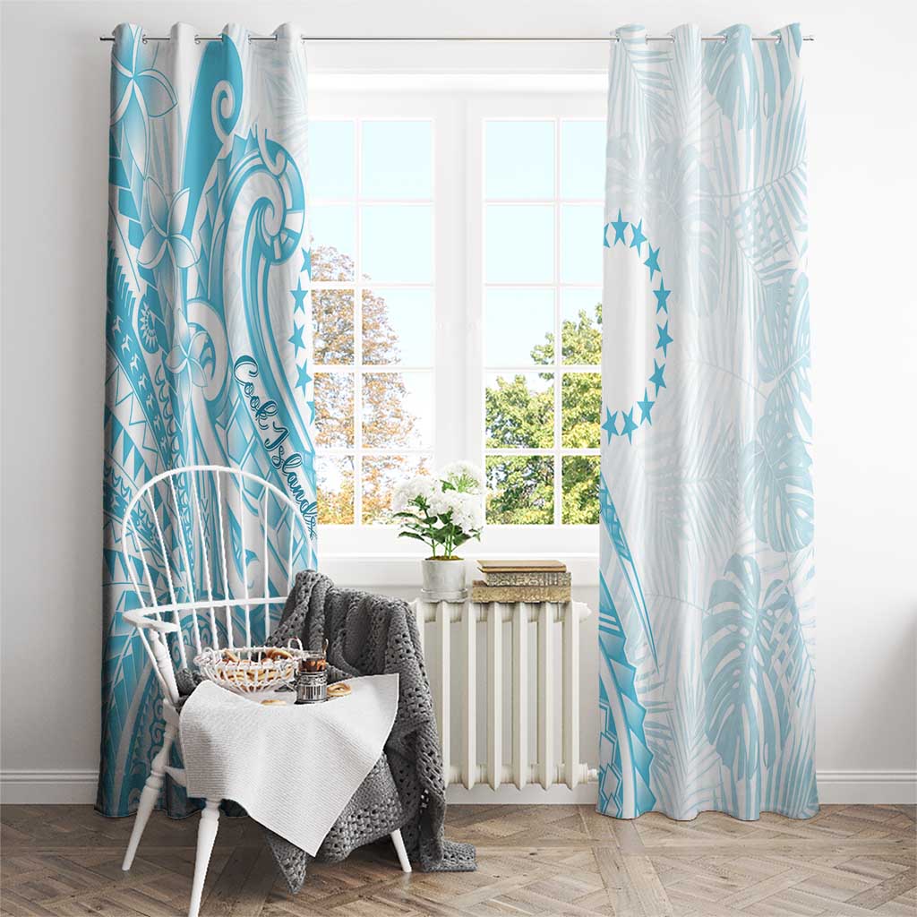 Kia Orana Cook Islands Window Curtain Moana Plumeria Tropical Waves - Polynesian Pride