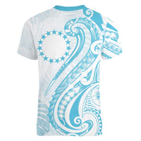 Kia Orana Cook Islands Women V-Neck T-Shirt Moana Plumeria Tropical Waves - Polynesian Pride