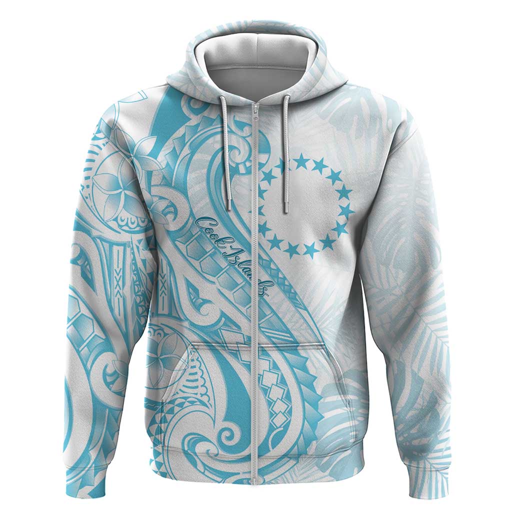 Kia Orana Cook Islands Zip Hoodie Moana Plumeria Tropical Waves - Polynesian Pride