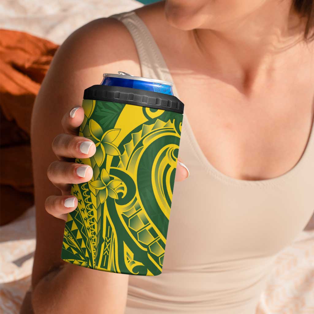 Kia Orana Cook Islands 4 in 1 Can Cooler Tumbler Plumeria Tropical Waves - Polynesian Pride