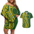 Kia Orana Cook Islands Couples Matching Off Shoulder Short Dress and Hawaiian Shirt Plumeria Tropical Waves - Polynesian Pride