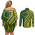 Kia Orana Cook Islands Couples Matching Off Shoulder Short Dress and Long Sleeve Button Shirt Plumeria Tropical Waves - Polynesian Pride