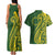 Kia Orana Cook Islands Couples Matching Tank Maxi Dress and Hawaiian Shirt Plumeria Tropical Waves - Polynesian Pride