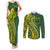 Kia Orana Cook Islands Couples Matching Tank Maxi Dress and Long Sleeve Button Shirt Plumeria Tropical Waves - Polynesian Pride