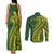 Kia Orana Cook Islands Couples Matching Tank Maxi Dress and Long Sleeve Button Shirt Plumeria Tropical Waves - Polynesian Pride