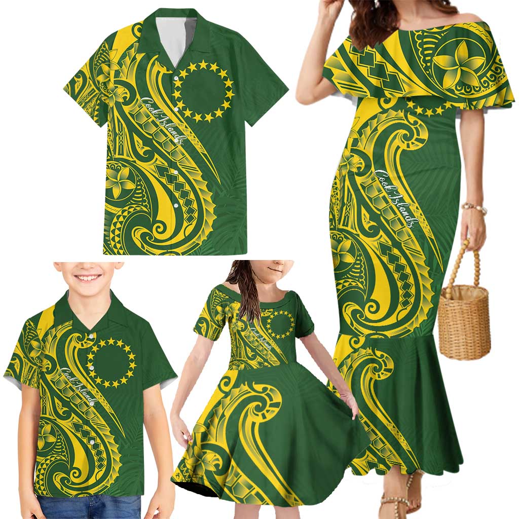 Kia Orana Cook Islands Family Matching Mermaid Dress and Hawaiian Shirt Plumeria Tropical Waves LT7 - Polynesian Pride