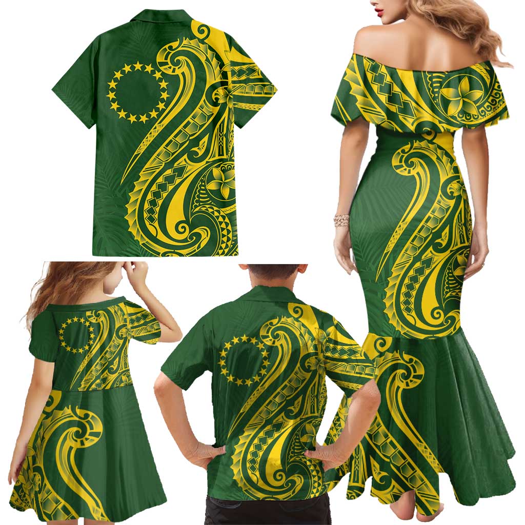 Kia Orana Cook Islands Family Matching Mermaid Dress and Hawaiian Shirt Plumeria Tropical Waves LT7 - Polynesian Pride