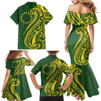Kia Orana Cook Islands Family Matching Mermaid Dress and Hawaiian Shirt Plumeria Tropical Waves LT7 - Polynesian Pride