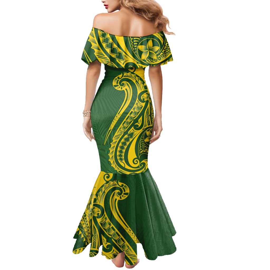 Kia Orana Cook Islands Family Matching Mermaid Dress and Hawaiian Shirt Plumeria Tropical Waves LT7 - Polynesian Pride