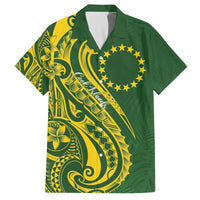 Kia Orana Cook Islands Family Matching Off The Shoulder Long Sleeve Dress and Hawaiian Shirt Plumeria Tropical Waves LT7 Dad's Shirt - Short Sleeve Yellow Green - Polynesian Pride