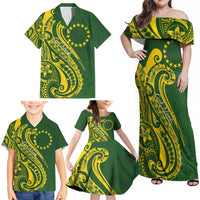 Kia Orana Cook Islands Family Matching Off Shoulder Maxi Dress and Hawaiian Shirt Plumeria Tropical Waves LT7 - Polynesian Pride