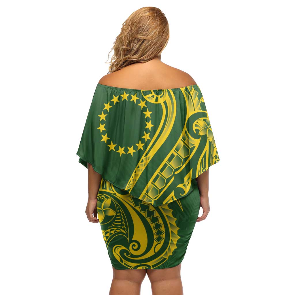 Kia Orana Cook Islands Family Matching Off Shoulder Short Dress and Hawaiian Shirt Plumeria Tropical Waves LT7 - Polynesian Pride