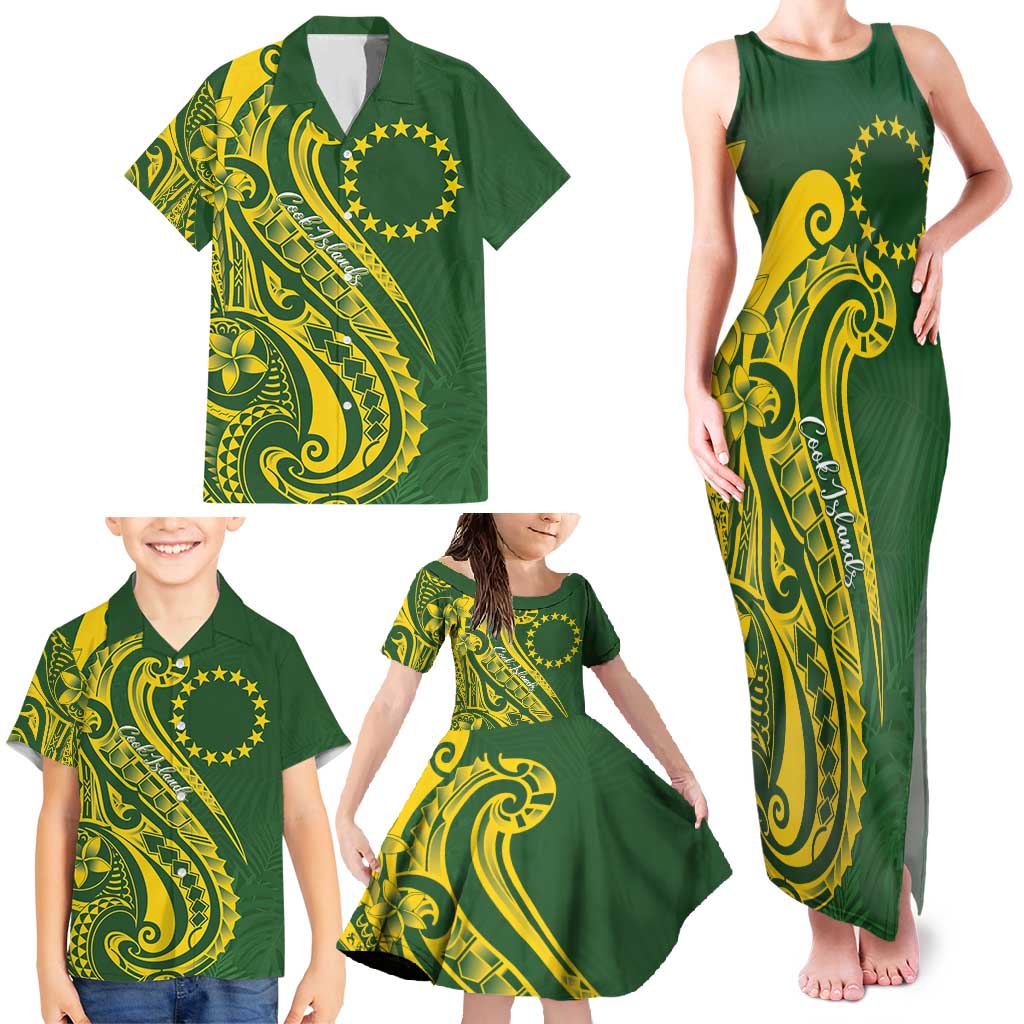 Kia Orana Cook Islands Family Matching Tank Maxi Dress and Hawaiian Shirt Plumeria Tropical Waves LT7 - Polynesian Pride