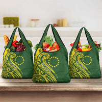 Kia Orana Cook Islands Grocery Bag Plumeria Tropical Waves - Polynesian Pride