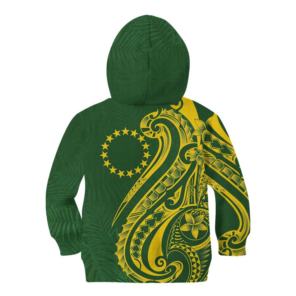 Kia Orana Cook Islands Kid Hoodie Plumeria Tropical Waves - Polynesian Pride