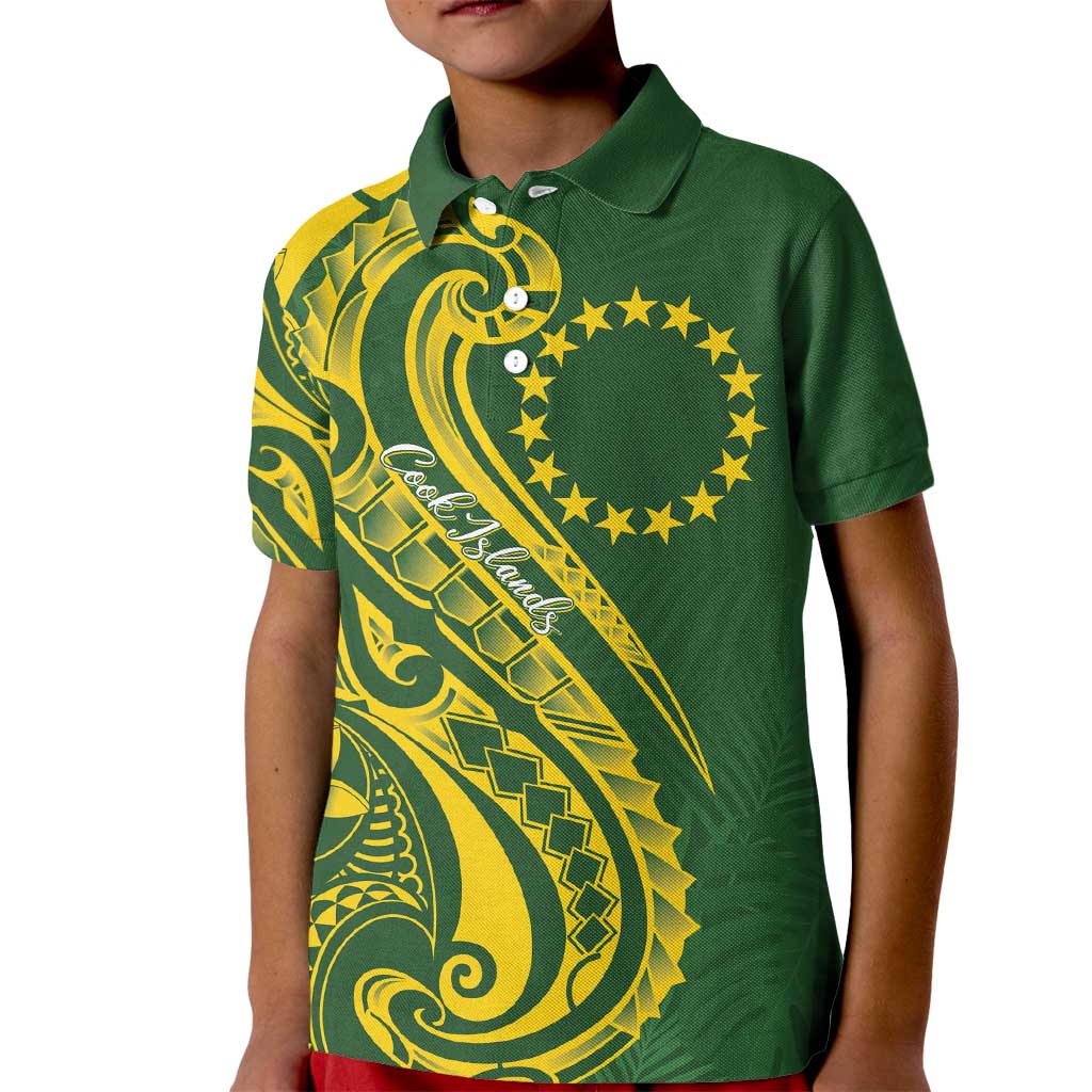 Kia Orana Cook Islands Kid Polo Shirt Plumeria Tropical Waves - Polynesian Pride