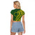 Kia Orana Cook Islands Raglan Cropped T Shirt Plumeria Tropical Waves - Polynesian Pride