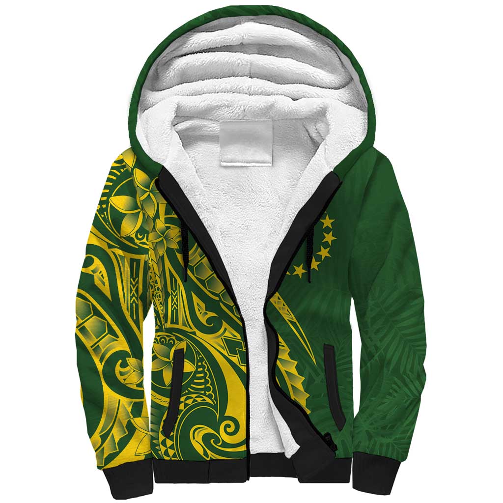 Kia Orana Cook Islands Sherpa Hoodie Plumeria Tropical Waves - Polynesian Pride
