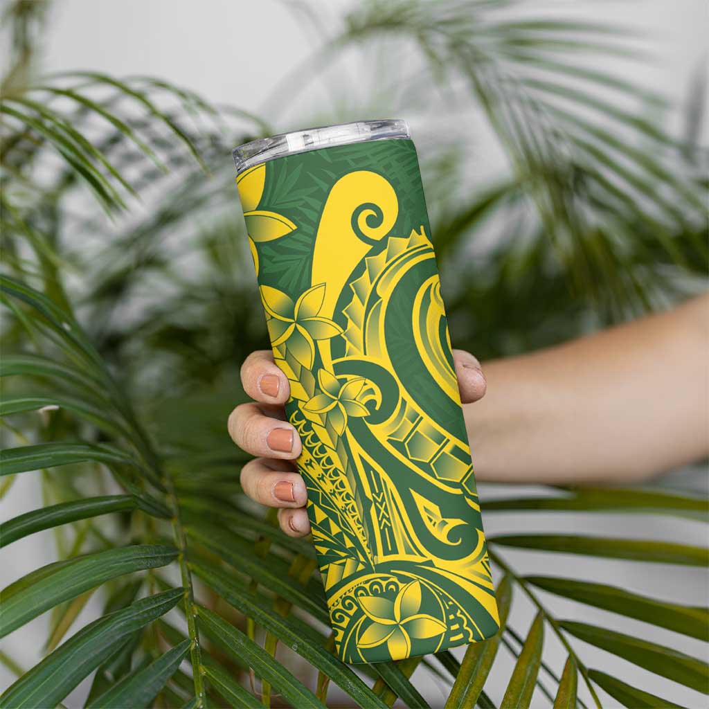 Kia Orana Cook Islands Skinny Tumbler Plumeria Tropical Waves - Polynesian Pride