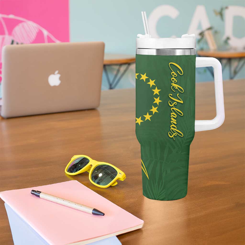 Kia Orana Cook Islands Tumbler With Handle Plumeria Tropical Waves - Polynesian Pride