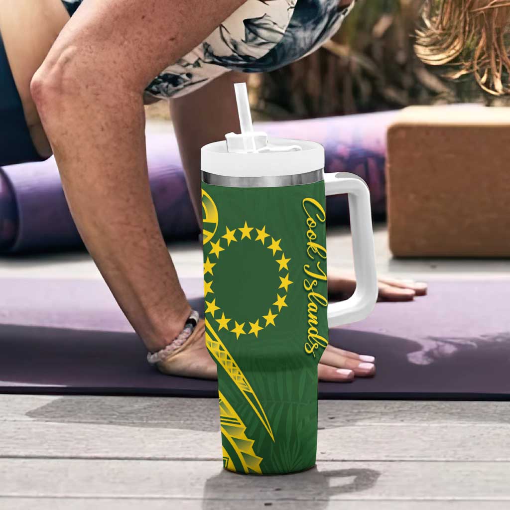 Kia Orana Cook Islands Tumbler With Handle Plumeria Tropical Waves - Polynesian Pride