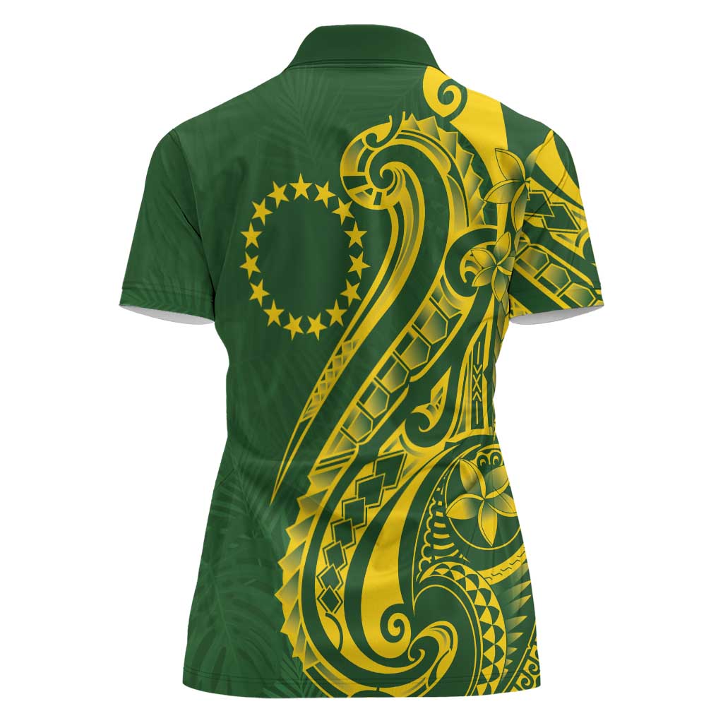 Kia Orana Cook Islands Women Polo Shirt Plumeria Tropical Waves - Polynesian Pride