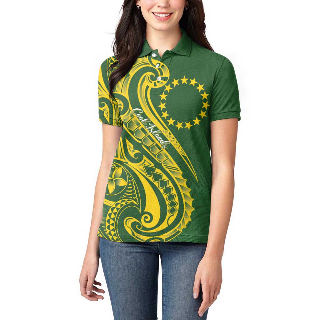 Kia Orana Cook Islands Women Polo Shirt Plumeria Tropical Waves - Polynesian Pride