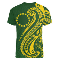 Kia Orana Cook Islands Women V-Neck T-Shirt Plumeria Tropical Waves - Polynesian Pride