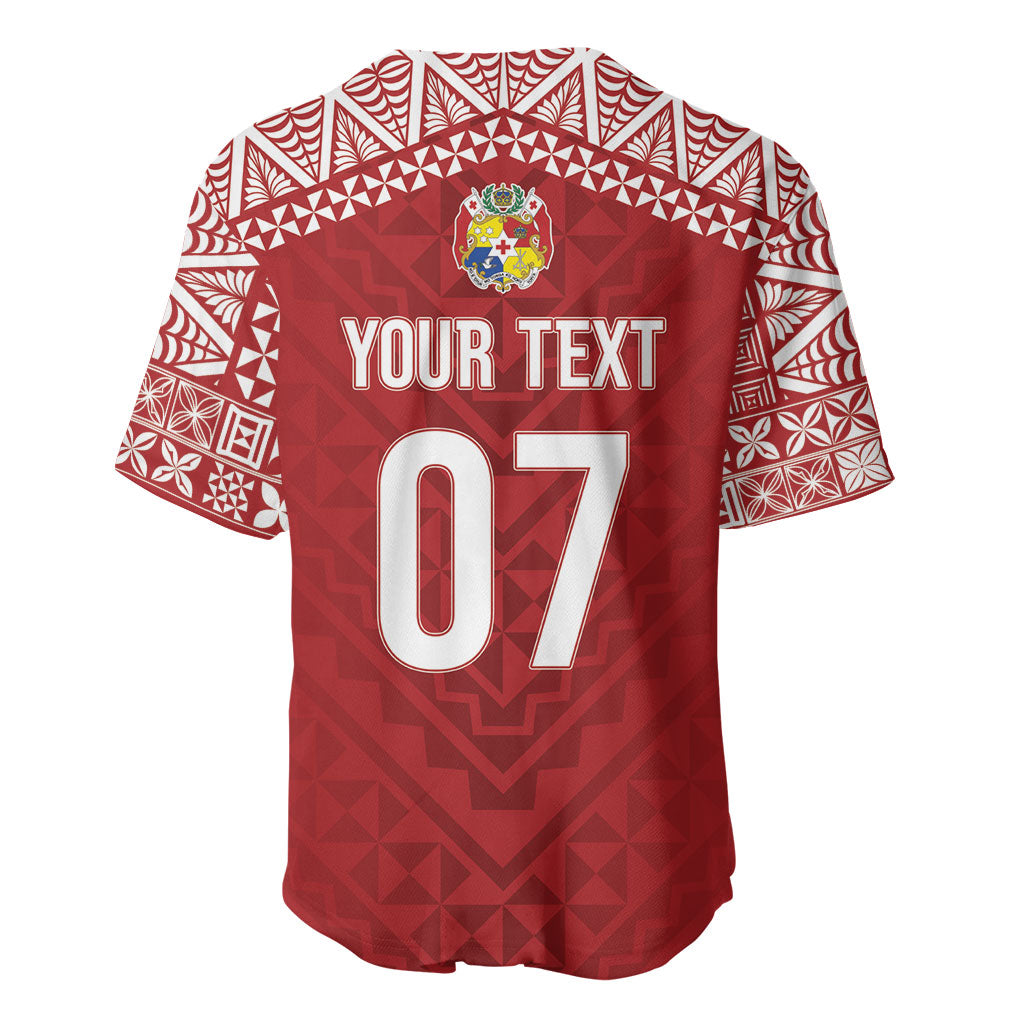 Mate Ma'a Tonga Rugby Custom Kupesi Motifs Baseball Jersey Red Waves LT7 - Polynesian Pride