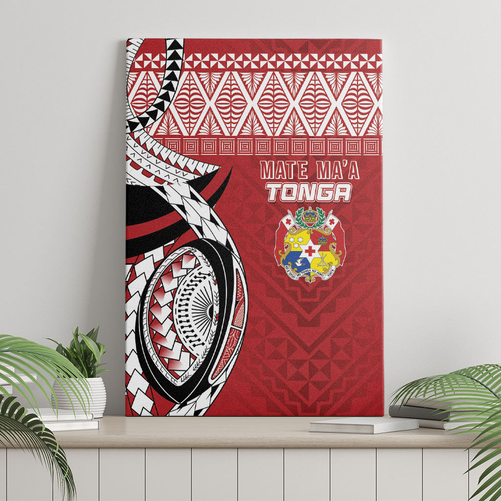 Mate Ma'a Tonga Rugby Kupesi Motifs Canvas Wall Art Red Waves LT7 - Polynesian Pride