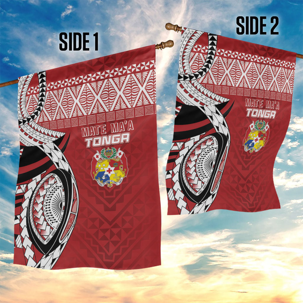 Mate Ma'a Tonga Rugby Kupesi Motifs Garden Flag Red Waves LT7 - Polynesian Pride