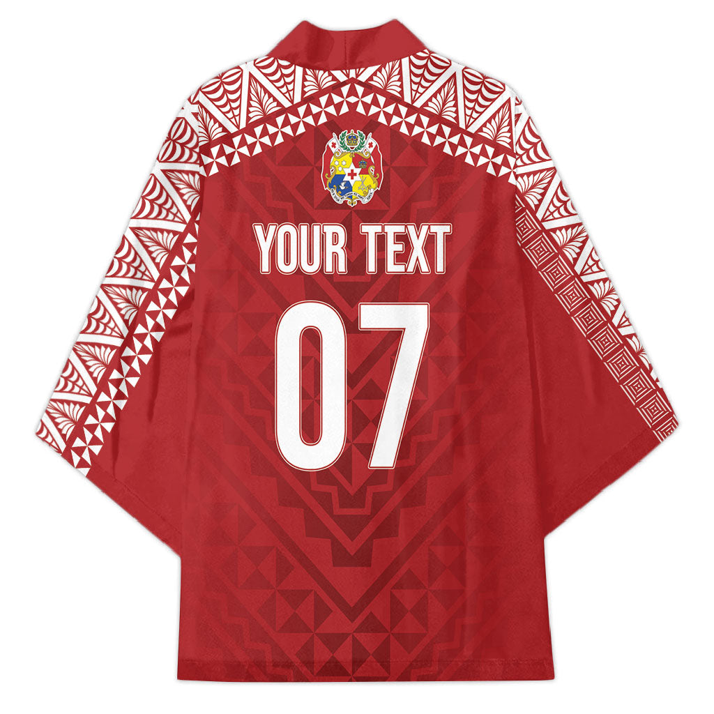 Mate Ma'a Tonga Rugby Custom Kupesi Motifs Kimono Red Waves LT7 - Polynesian Pride
