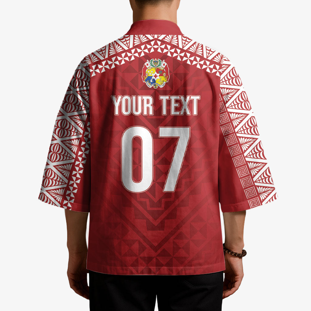 Mate Ma'a Tonga Rugby Custom Kupesi Motifs Kimono Red Waves LT7 - Polynesian Pride