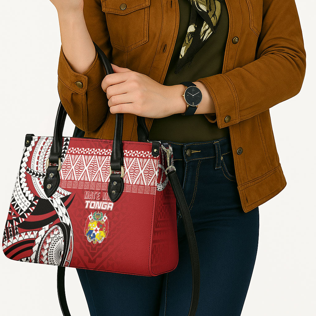 Mate Ma'a Tonga Rugby Kupesi Motifs Leather Bag Red Waves LT7 - Polynesian Pride