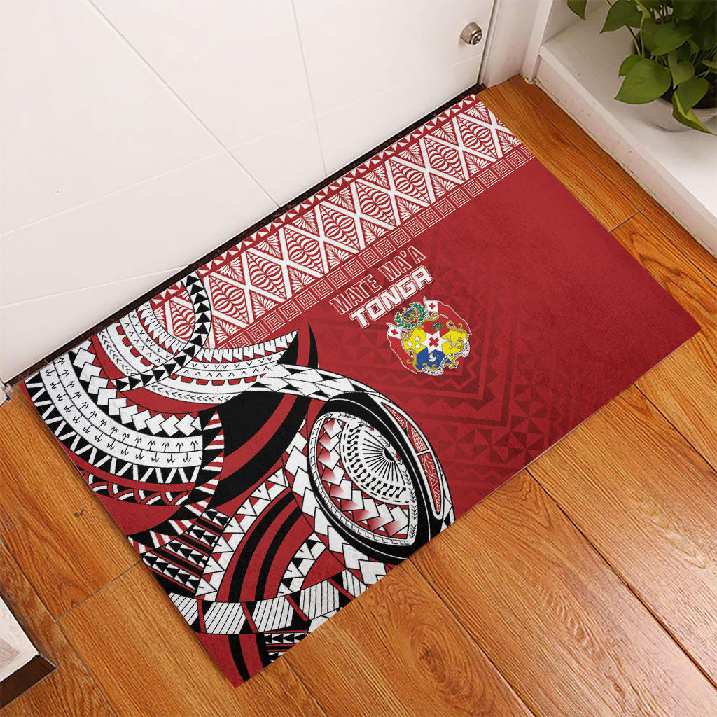 Mate Ma'a Tonga Rugby Kupesi Motifs Rubber Doormat Red Waves LT7 - Polynesian Pride