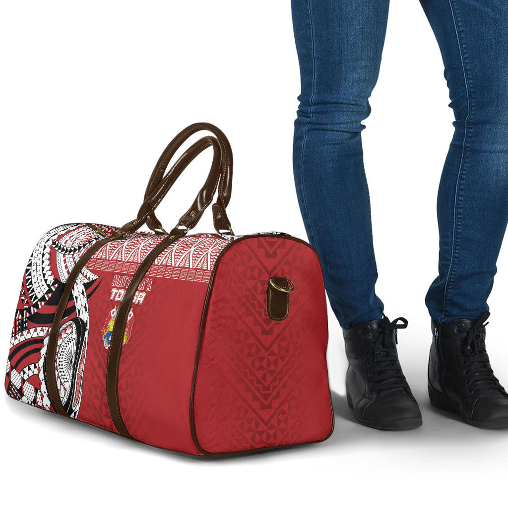 Mate Ma'a Tonga Rugby Kupesi Motifs Travel Bag Red Waves LT7 - Polynesian Pride